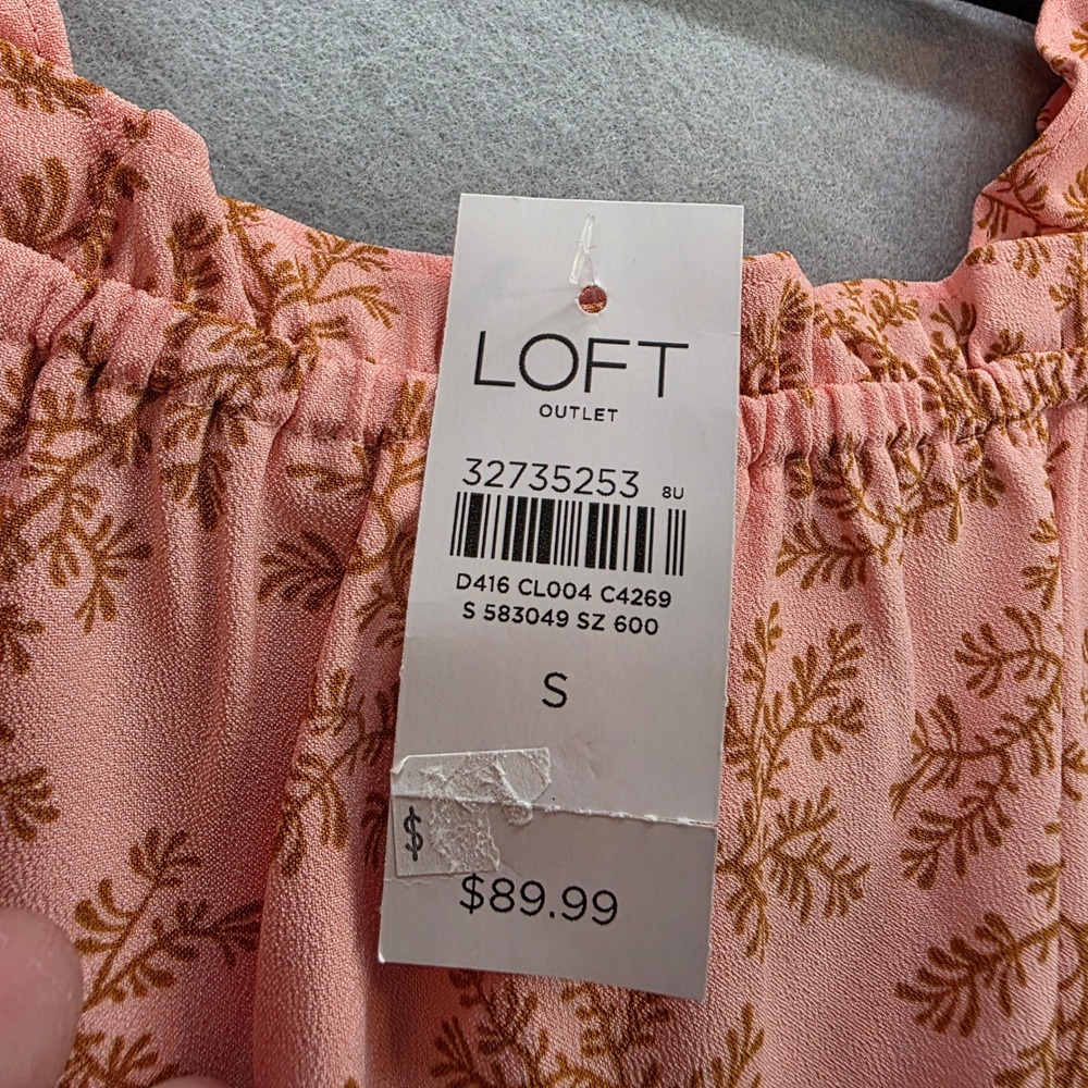 Ann Taylor LOFT Women's Salmon Floral Frill Strap Wide Leg Jumpsuit NEW sz Small - Picture 3 of 6